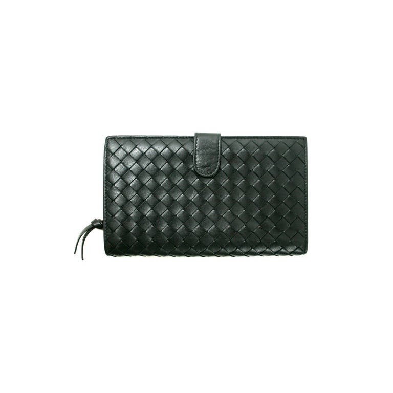 Bottega Veneta Black Leather Continental Clutch Wallet