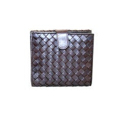 Bottega Veneta Dark Brown Intrecciato Leather Bi Fold Small Wallet