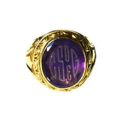 Vintage Intaglio 14K Amethyst Ring