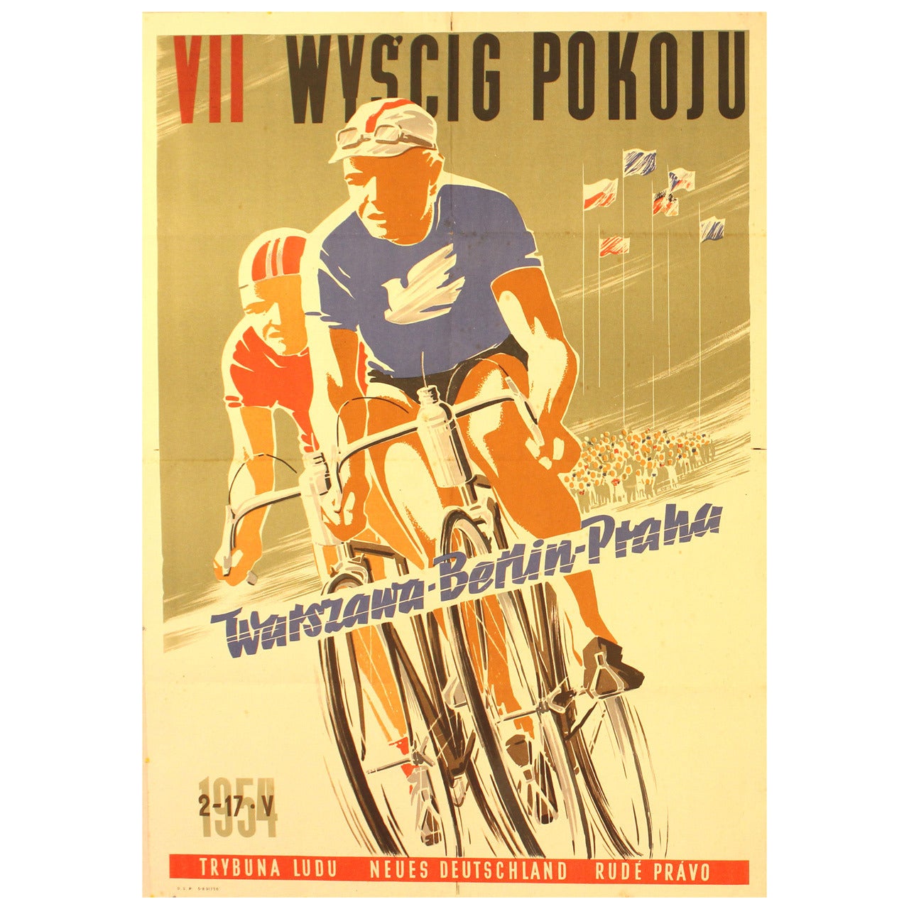 Original Vintage Sport Poster for the VII Peace Cycling Competition