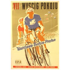 Original Retro Sport Poster for the VII Peace Cycling Competition