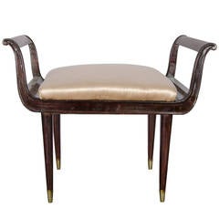 Single Piano Stool Mahogany Italian in Style of G. Ulrich, 1940s