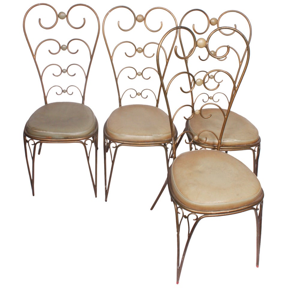 Set of Four Metal Chairs, 1950s, Italian