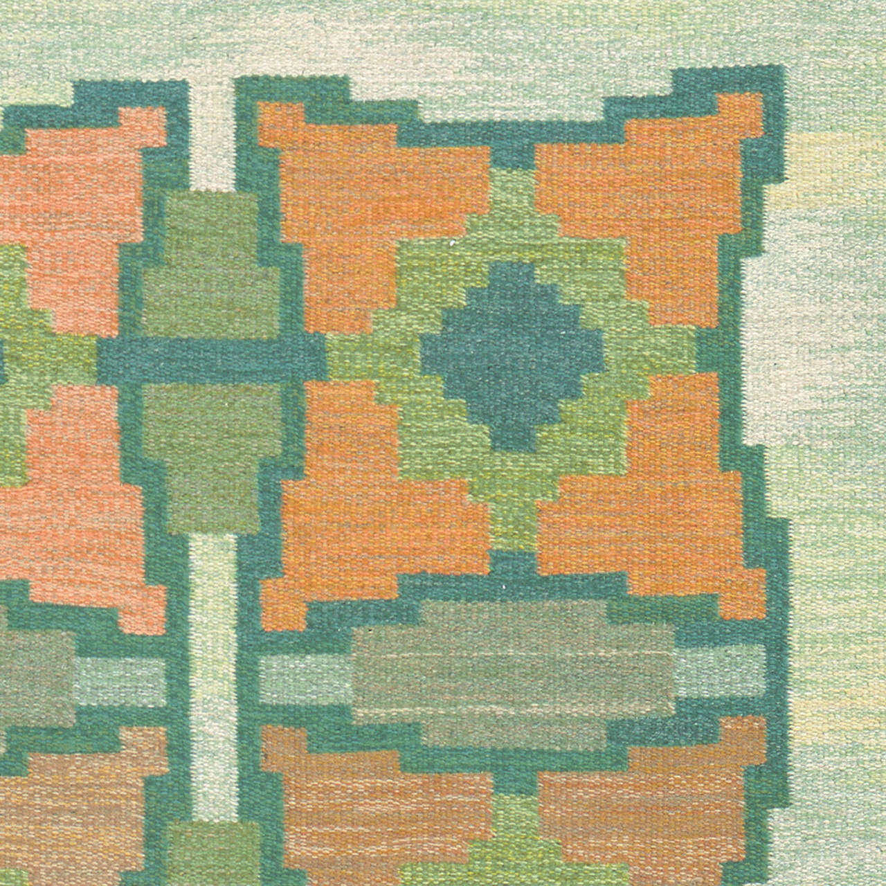 20th Century Swedish Flat-Weave Carpet
Sweden, circa 1950-1960
'PORS' design
Signed 'JJ' (Judith Johansson)