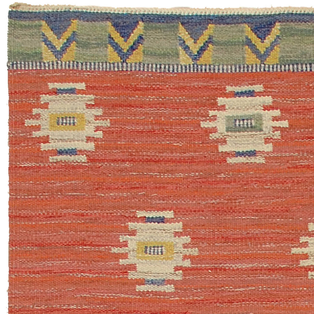 Hand-Woven Mid 20th Century Swedish Flat-Weave Carpet For Sale