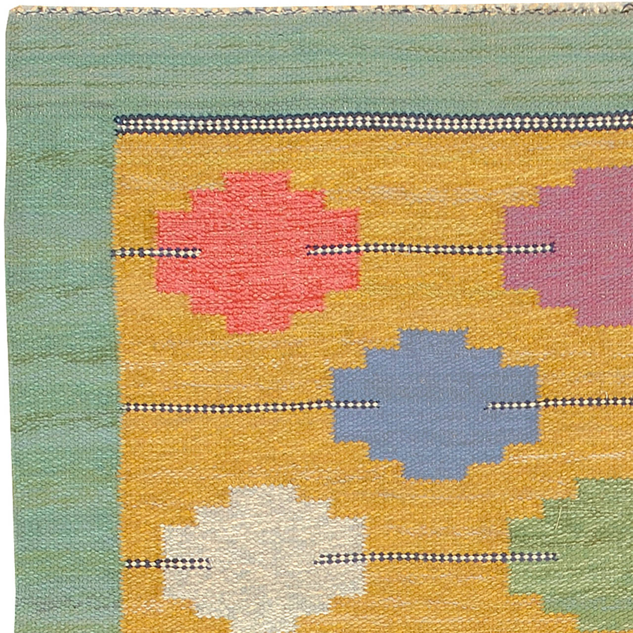 Hand-Woven Mid-20th Century Swedish Flat Weave Carpet For Sale