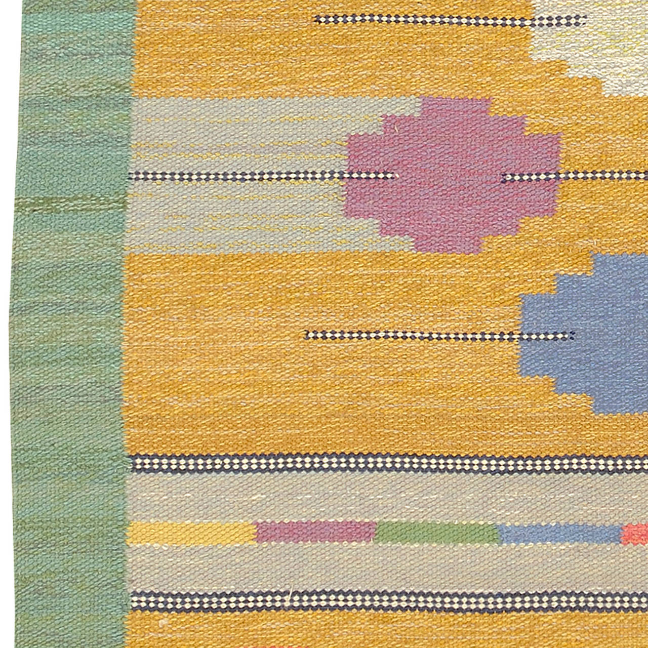 Folk Art Mid-20th Century Swedish Flat Weave Carpet For Sale