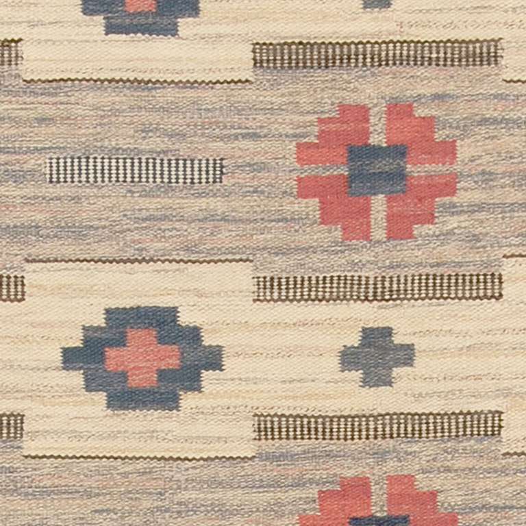 Scandinavian Modern Vintage Swedish Flat-Weave Carpet For Sale