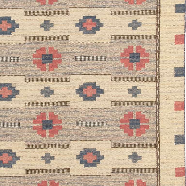 Hand-Woven Vintage Swedish Flat-Weave Carpet For Sale