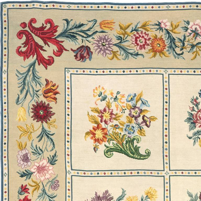 French Provincial Early 20th Century French Needlepoint Rug For Sale