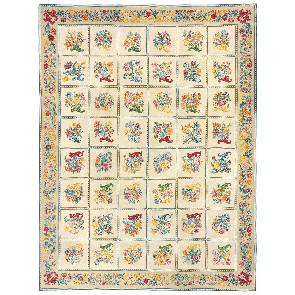 Early 20th Century French Needlepoint Rug For Sale