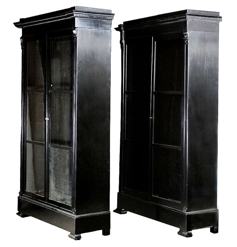 Pair of Original 19th Century Ebonized Bookcases