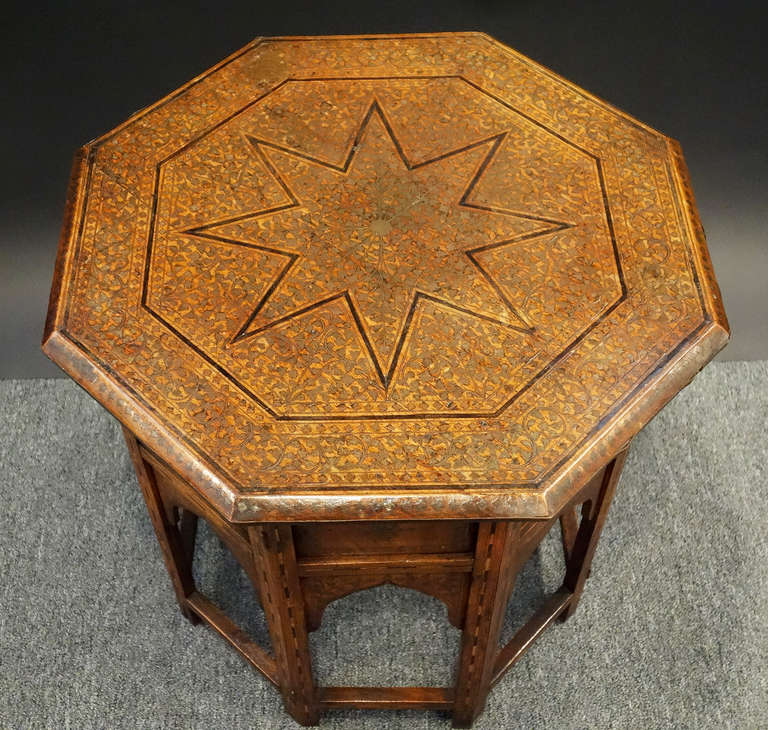 Moroccan 19th Century Moorish Steel and Ebony Inlaid Table For Sale