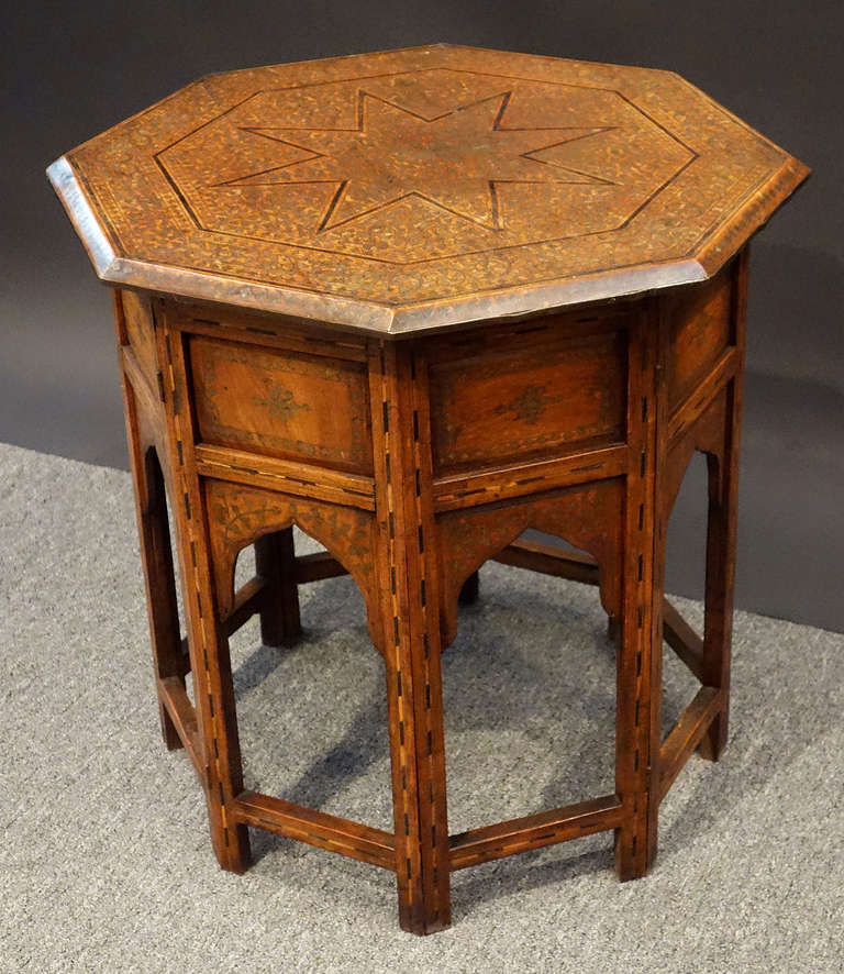 19th Century Moorish Steel and Ebony Inlaid Table In Excellent Condition For Sale In Los Angeles , CA
