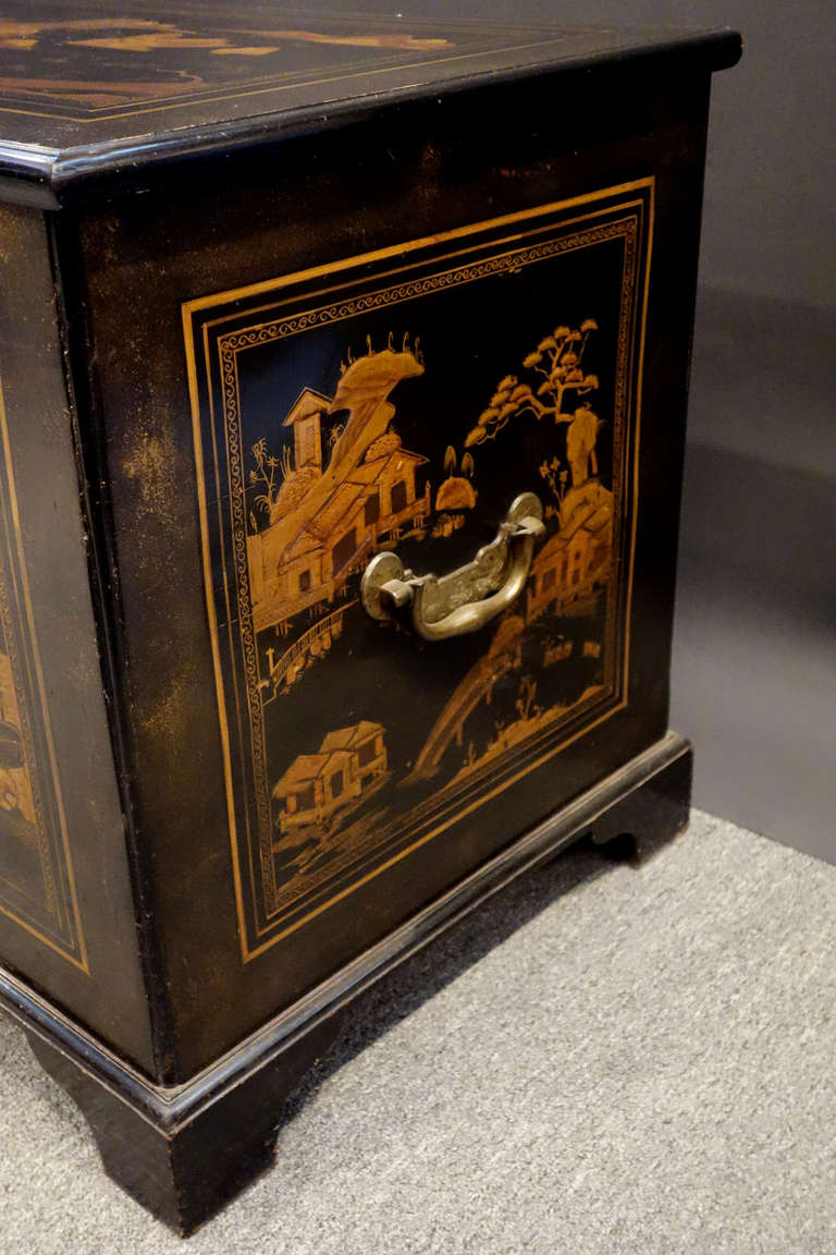 18th Century Chinoiserie Trunk with Brass Hardware For Sale 1
