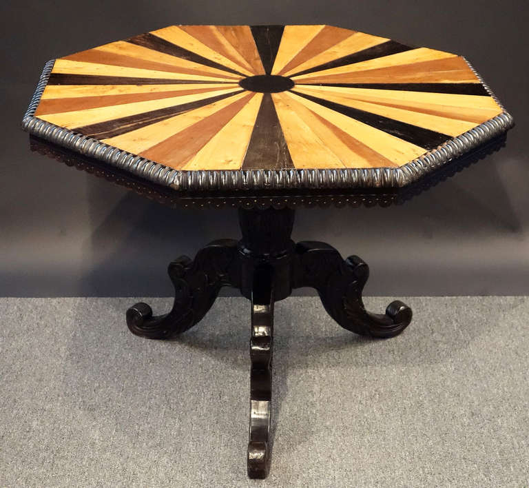 19th Century Anglo Indian Table Sunburst Design