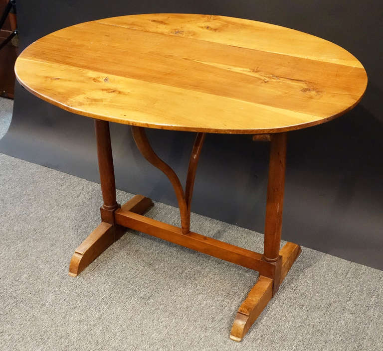 19th Century Oval Fruitwood Wine Tasting Table