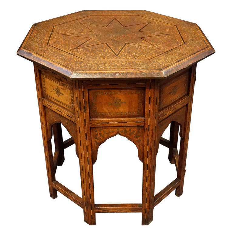 19th Century Moorish Steel and Ebony Inlaid Table For Sale