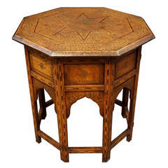 Antique 19th Century Moorish Steel and Ebony Inlaid Table
