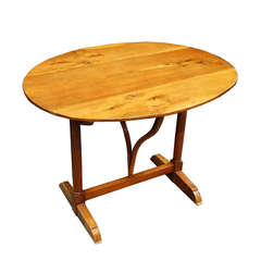 Antique 19th Century Oval Fruitwood Wine Tasting Table