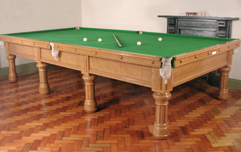 Solid Oak English Billiard or Snooker Pool Table, circa 1875