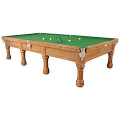 Antique Solid Oak English Billiard or Snooker Pool Table, circa 1875
