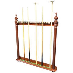 Wall-Mounted Antique Billiard, Snooker or Pool Cue Rack