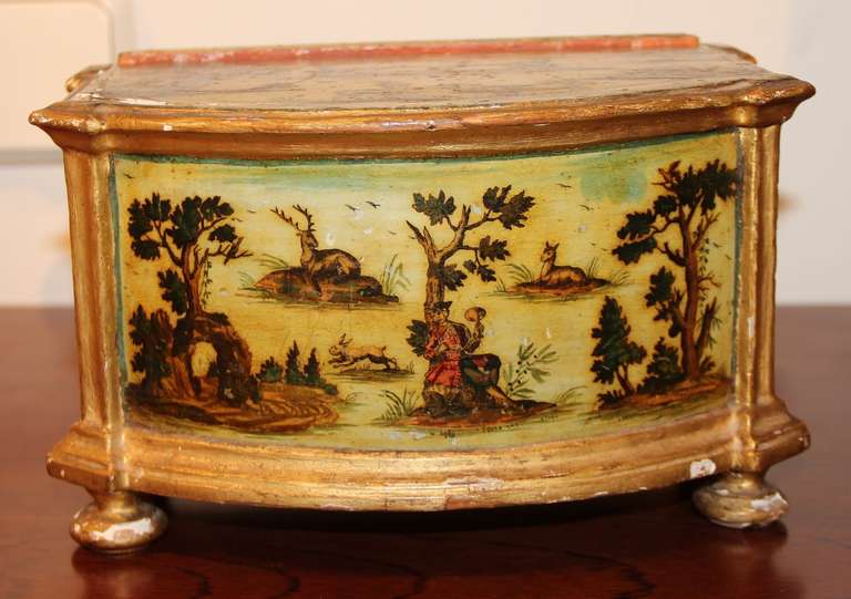 Italian Early 18th c. tiny venetian chest of drawers with  'Arte Povera' lacquer For Sale