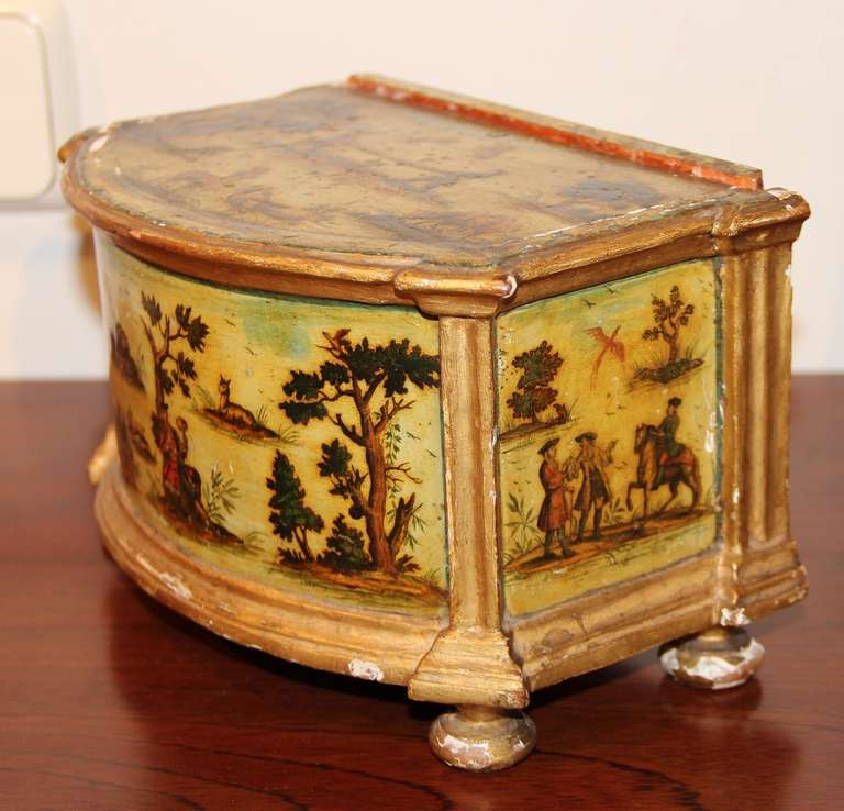 18th Century and Earlier Early 18th c. tiny venetian chest of drawers with  'Arte Povera' lacquer For Sale