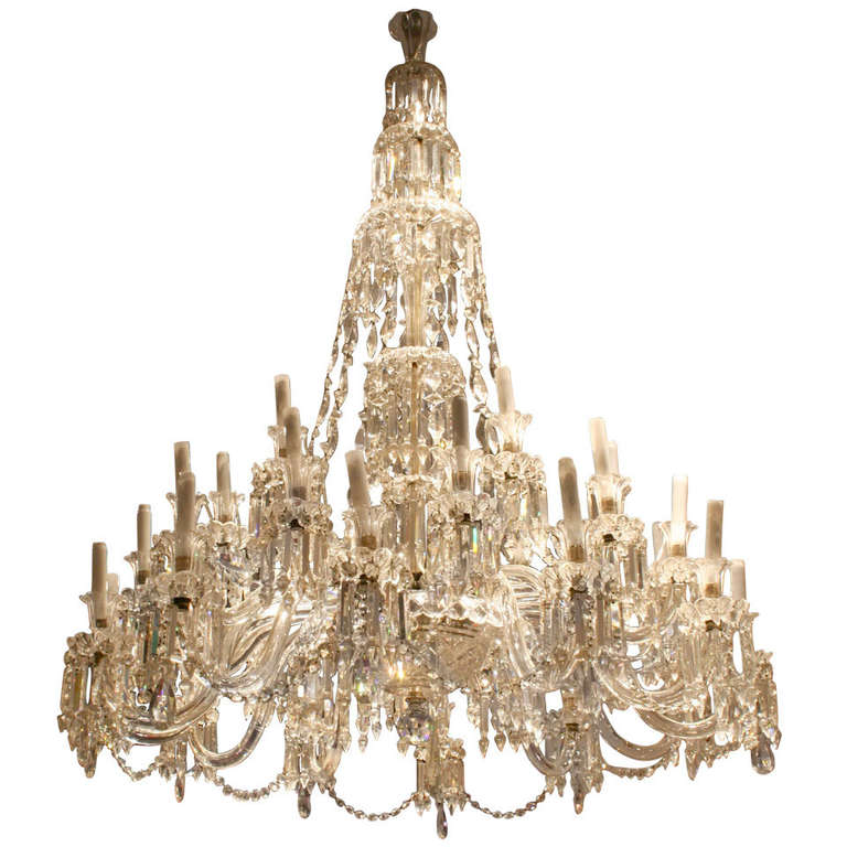 19th Century Impressive 30 arms Baccarat Crystal Chandelier For Sale