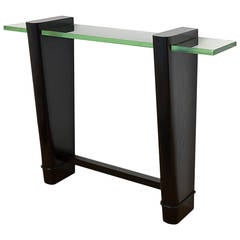 Oak and Glass Console by Jacques Adnet