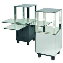 Art Deco Mirrored Sofa End Tables by Jacques Adnet