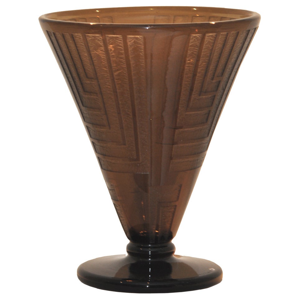 Art Deco Tinted Glass Vase by Daum For Sale