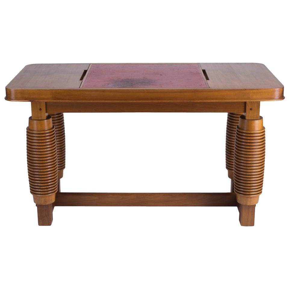 Cherrywood Desk / game table by Alfred Porteneuve For Sale