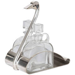 Silvered Metal Oil and Vinegar Holder Edited by Christofle