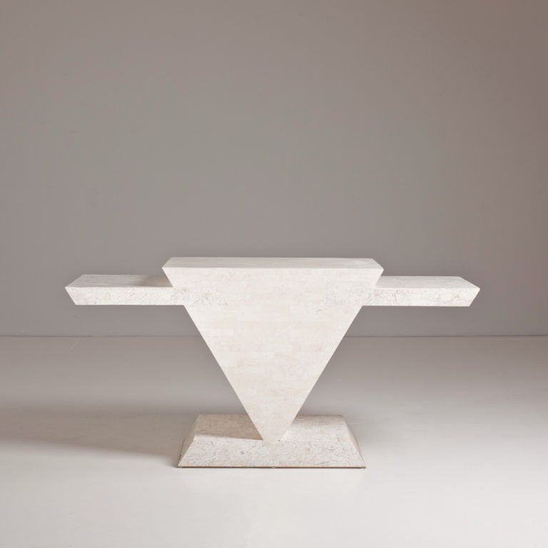 American 1980s Tessellated Stone Console Table For Sale