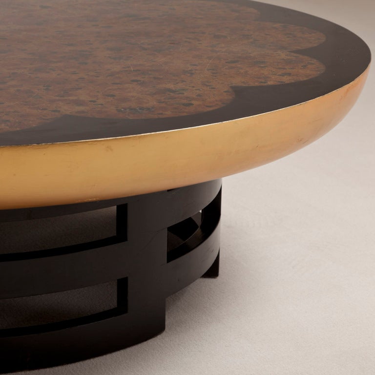 German Asian Modern Circular Coffee Table with Oil Spot Finish For Sale