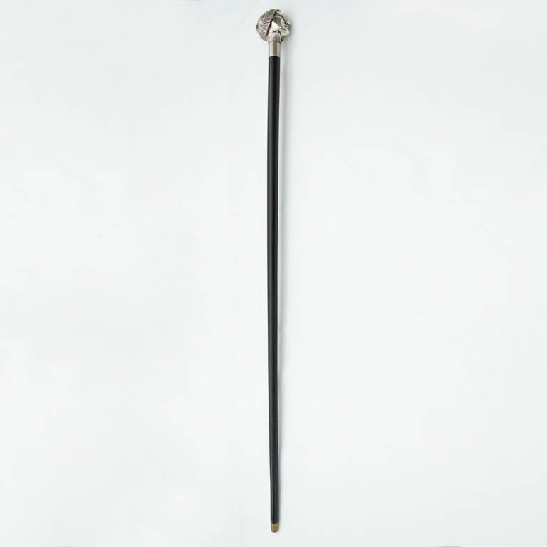 Art Deco Female Head, Silver and Wood Cane or Walking Stick im Zustand „Hervorragend“ in Montreal, QC