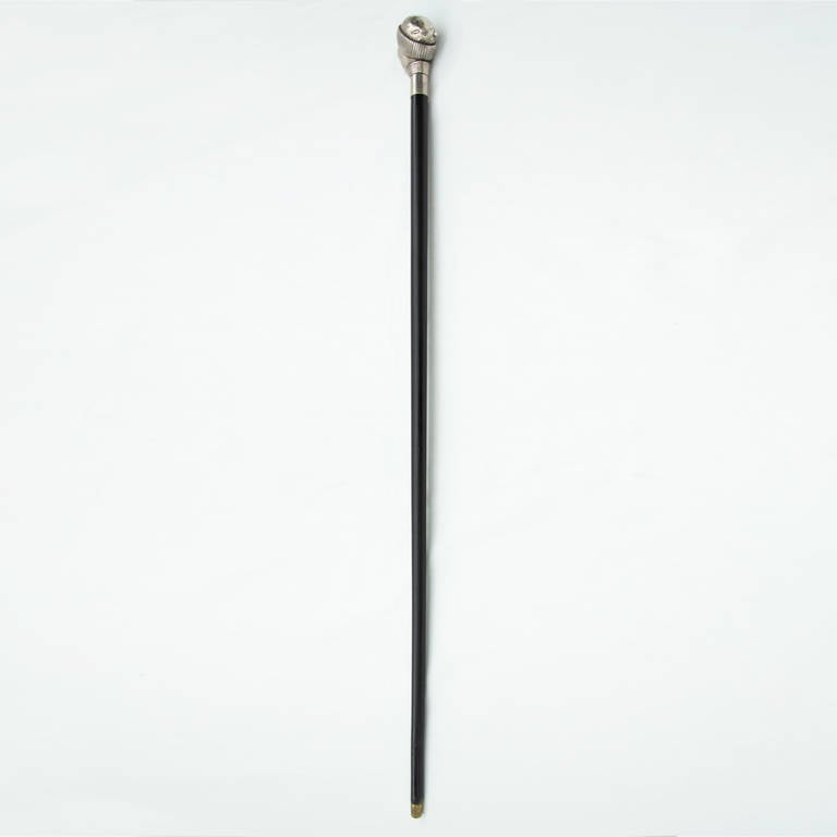Art Deco Female Head, Silver and Wood Cane or Walking Stick 1