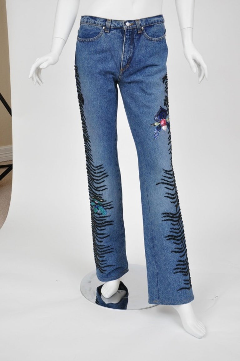 ROBERTO CAVALLI ART COLLECTION Embellished Jeans at 1stDibs