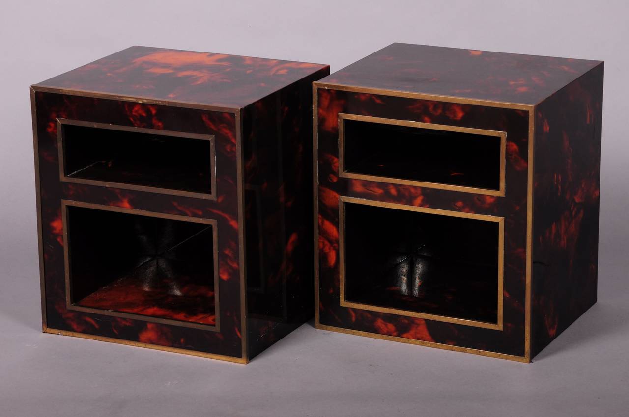 Pair of Italian Plexiglas Nightstands