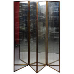 French Mirror and Brass Paravent