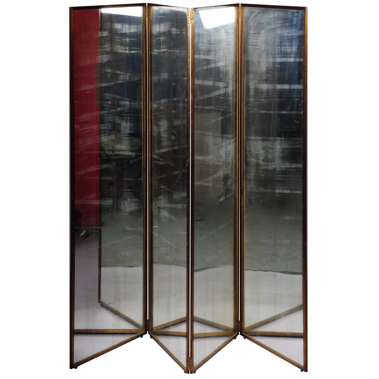 French Mirror and Brass Paravent