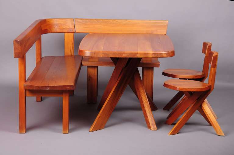 Mid-20th Century Pierre Chapo Dining Set