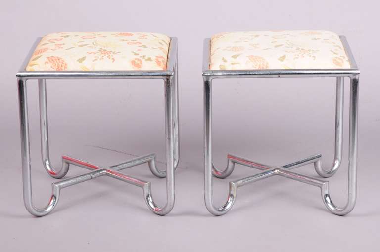 Mid-20th Century Pair of Tubular Stools