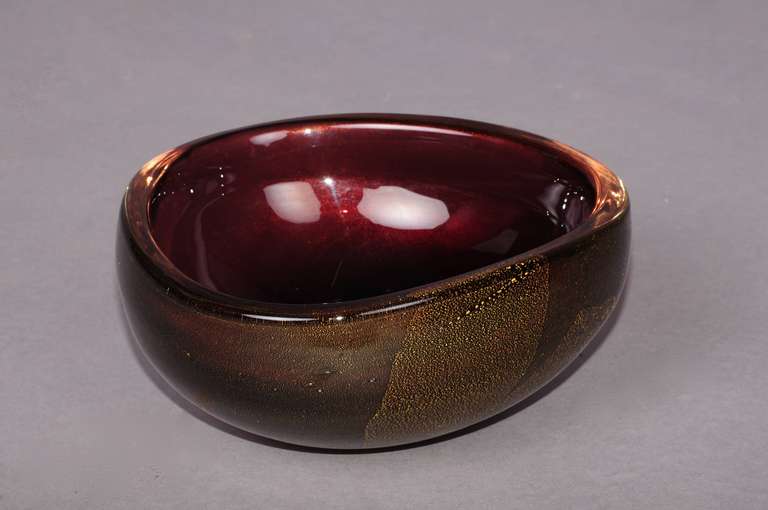 purple and gold Murano bowl