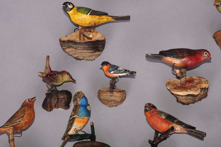 Set of Twelve Wooden Birds 2