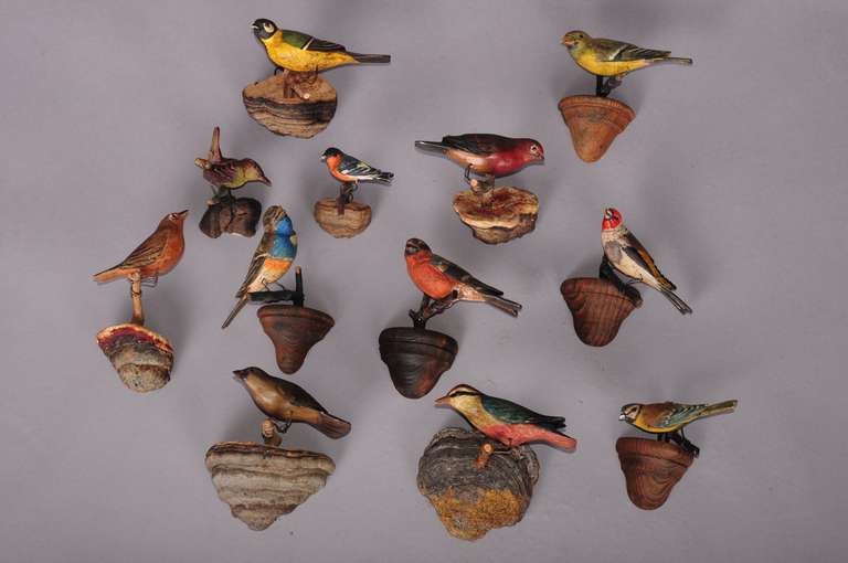 Set of Twelve Wooden Birds 4