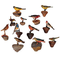 Set of Twelve Wooden Birds