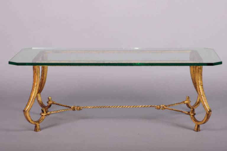 Maison Ramsay Superb Gold Leaf Wrought Iron Rope and Knots Coffee Table 1